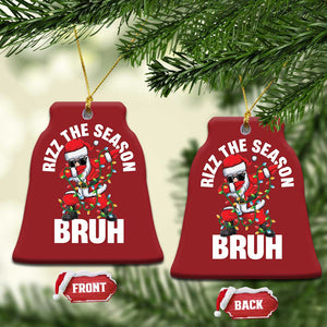 Funny Dabbing Santa Rizz Xmas Christmas Ornament Rizz The Season Bruh Xmas Lights TS02 Bell Flake Red Print Your Wear