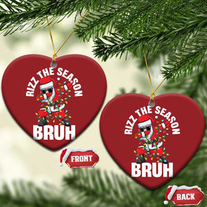 Funny Dabbing Santa Rizz Xmas Christmas Ornament Rizz The Season Bruh Xmas Lights TS02 Heart Red Print Your Wear