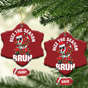 Funny Dabbing Santa Rizz Xmas Christmas Ornament Rizz The Season Bruh Xmas Lights TS02 Snow Flake Red Print Your Wear