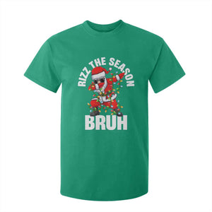 Funny Dabbing Santa Rizz Christmas T Shirt For Kid Rizz The Season Bruh Xmas Lights TS02 Irish Green Print Your Wear