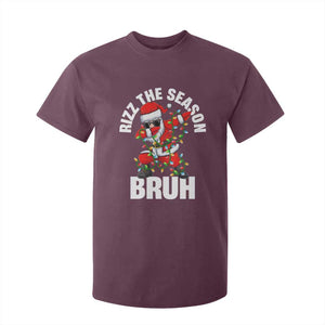 Funny Dabbing Santa Rizz Christmas T Shirt For Kid Rizz The Season Bruh Xmas Lights TS02 Maroon Print Your Wear