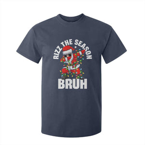 Funny Dabbing Santa Rizz Christmas T Shirt For Kid Rizz The Season Bruh Xmas Lights TS02 Navy Print Your Wear