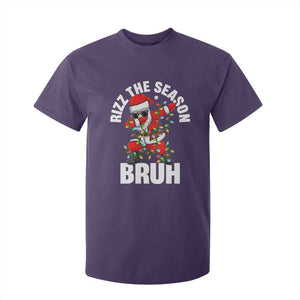 Funny Dabbing Santa Rizz Christmas T Shirt For Kid Rizz The Season Bruh Xmas Lights TS02 Purple Print Your Wear