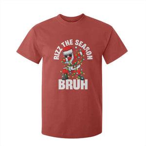 Funny Dabbing Santa Rizz Christmas T Shirt For Kid Rizz The Season Bruh Xmas Lights TS02 Red Print Your Wear