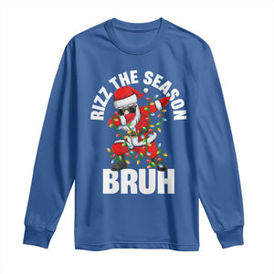 Funny Dabbing Santa Rizz Christmas Long Sleeve Shirt Rizz The Season Bruh Xmas Lights TS02 Royal Blue Print Your Wear