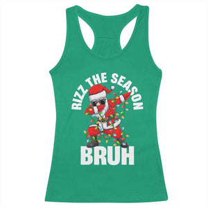 Funny Dabbing Santa Rizz Christmas Racerback Tank Top Rizz The Season Bruh Xmas Lights TS02 Irish Green Print Your Wear