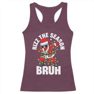 Funny Dabbing Santa Rizz Christmas Racerback Tank Top Rizz The Season Bruh Xmas Lights TS02 Maroon Print Your Wear