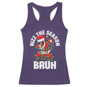 Funny Dabbing Santa Rizz Christmas Racerback Tank Top Rizz The Season Bruh Xmas Lights TS02 Purple Print Your Wear