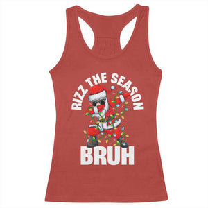 Funny Dabbing Santa Rizz Christmas Racerback Tank Top Rizz The Season Bruh Xmas Lights TS02 Red Print Your Wear