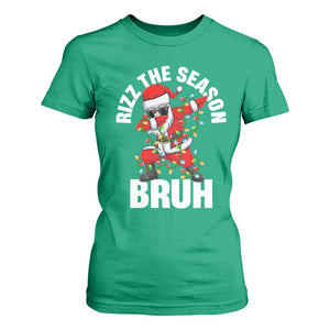 Funny Dabbing Santa Rizz Christmas T Shirt For Women Rizz The Season Bruh Xmas Lights TS02 Irish Green Print Your Wear