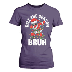 Funny Dabbing Santa Rizz Christmas T Shirt For Women Rizz The Season Bruh Xmas Lights TS02 Purple Print Your Wear