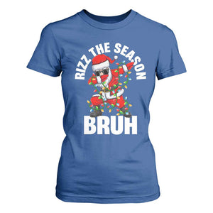 Funny Dabbing Santa Rizz Christmas T Shirt For Women Rizz The Season Bruh Xmas Lights TS02 Royal Blue Print Your Wear