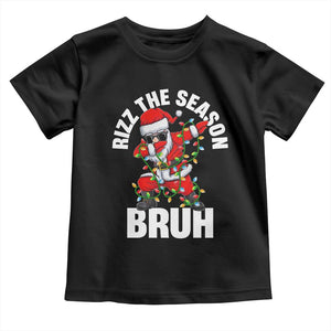 Funny Dabbing Santa Rizz Christmas Toddler T Shirt Rizz The Season Bruh Xmas Lights TS02 Black Print Your Wear