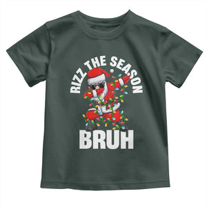 Funny Dabbing Santa Rizz Christmas Toddler T Shirt Rizz The Season Bruh Xmas Lights TS02 Dark Forest Green Print Your Wear