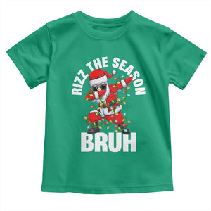 Funny Dabbing Santa Rizz Christmas Toddler T Shirt Rizz The Season Bruh Xmas Lights TS02 Irish Green Print Your Wear