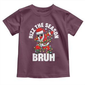 Funny Dabbing Santa Rizz Christmas Toddler T Shirt Rizz The Season Bruh Xmas Lights TS02 Maroon Print Your Wear