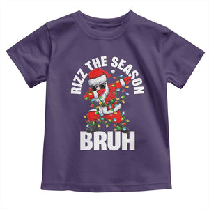 Funny Dabbing Santa Rizz Christmas Toddler T Shirt Rizz The Season Bruh Xmas Lights TS02 Purple Print Your Wear