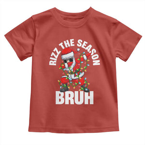 Funny Dabbing Santa Rizz Christmas Toddler T Shirt Rizz The Season Bruh Xmas Lights TS02 Red Print Your Wear