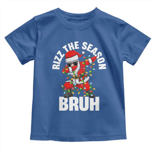 Funny Dabbing Santa Rizz Christmas Toddler T Shirt Rizz The Season Bruh Xmas Lights TS02 Royal Blue Print Your Wear