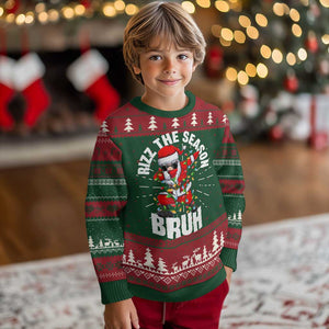 Funny Dabbing Santa Rizz Xmas Ugly Christmas Sweater Rizz The Season Bruh Xmas Lights TS02 Christmas Print Your Wear