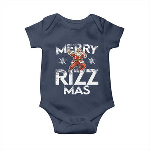 Funny Santa Rizz Christmas Baby Onesie Merry Rizz Mas Cool TS02 Navy Print Your Wear