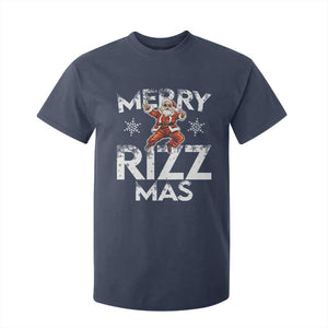 Funny Santa Rizz Christmas T Shirt For Kid Merry Rizz Mas Cool TS02 Navy Print Your Wear