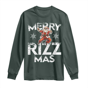 Funny Santa Rizz Christmas Long Sleeve Shirt Merry Rizz Mas Cool TS02 Dark Forest Green Print Your Wear