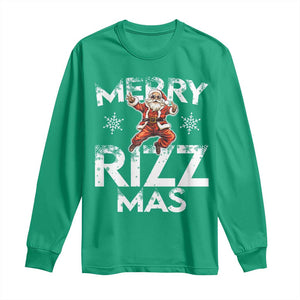 Funny Santa Rizz Christmas Long Sleeve Shirt Merry Rizz Mas Cool TS02 Irish Green Print Your Wear