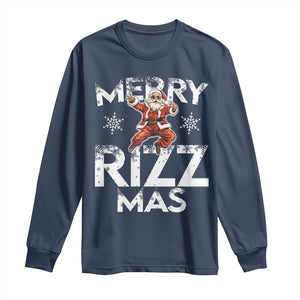 Funny Santa Rizz Christmas Long Sleeve Shirt Merry Rizz Mas Cool TS02 Navy Print Your Wear