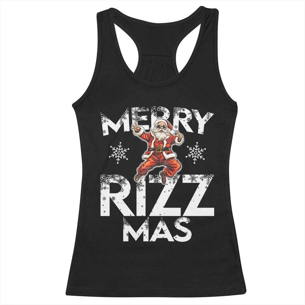 Funny Santa Rizz Christmas Racerback Tank Top Merry Rizz Mas Cool TS02 Black Print Your Wear