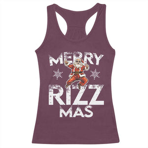 Funny Santa Rizz Christmas Racerback Tank Top Merry Rizz Mas Cool TS02 Maroon Print Your Wear