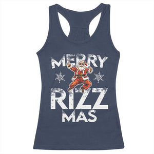 Funny Santa Rizz Christmas Racerback Tank Top Merry Rizz Mas Cool TS02 Navy Print Your Wear