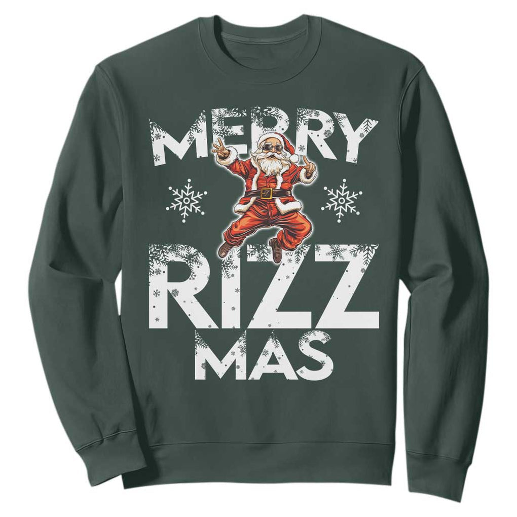 Funny Santa Rizz Christmas Sweatshirt Merry Rizz Mas Cool TS02 Dark Forest Green Print Your Wear