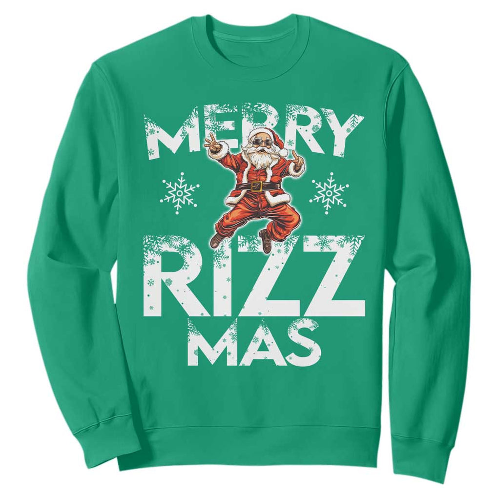 Funny Santa Rizz Christmas Sweatshirt Merry Rizz Mas Cool TS02 Irish Green Print Your Wear