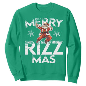 Funny Santa Rizz Christmas Sweatshirt Merry Rizz Mas Cool TS02 Irish Green Print Your Wear