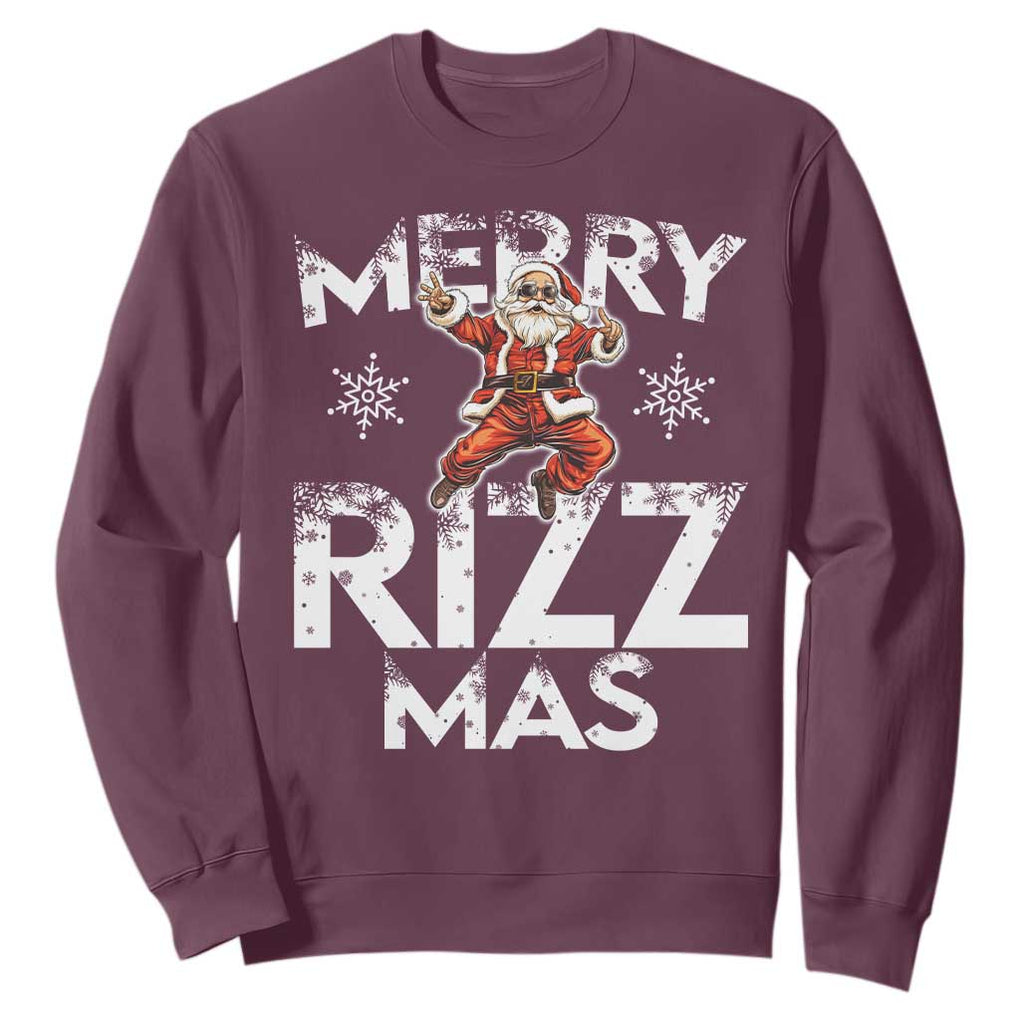 Funny Santa Rizz Christmas Sweatshirt Merry Rizz Mas Cool TS02 Maroon Print Your Wear