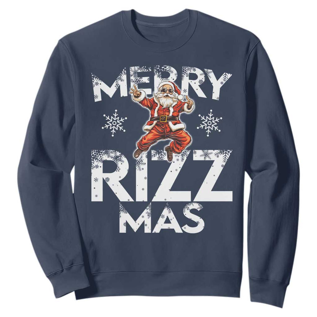 Funny Santa Rizz Christmas Sweatshirt Merry Rizz Mas Cool TS02 Navy Print Your Wear