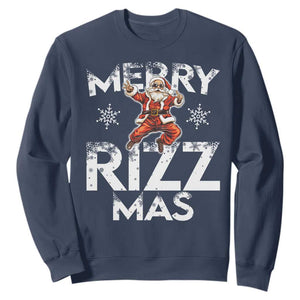 Funny Santa Rizz Christmas Sweatshirt Merry Rizz Mas Cool TS02 Navy Print Your Wear
