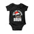 Funny Rizz Christmas Raccoon Baby Onesie Rizz The Season Bruh Santa Hat TS02 Black Print Your Wear