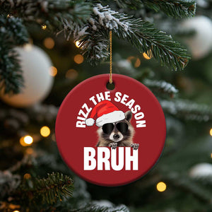 Funny Rizz Xmas Raccoon Christmas Ornament Rizz The Season Bruh Santa Hat TS02 Print Your Wear