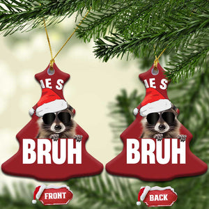 Funny Rizz Xmas Raccoon Christmas Ornament Rizz The Season Bruh Santa Hat TS02 Christmas Tree Red Print Your Wear