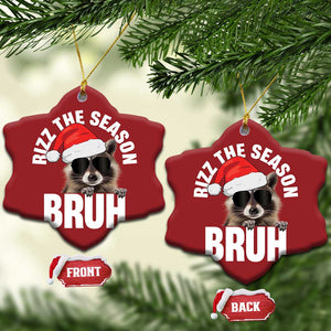 Funny Rizz Xmas Raccoon Christmas Ornament Rizz The Season Bruh Santa Hat TS02 Snow Flake Red Print Your Wear