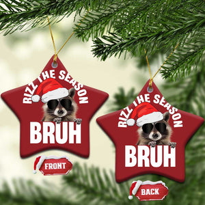 Funny Rizz Xmas Raccoon Christmas Ornament Rizz The Season Bruh Santa Hat TS02 Star Red Print Your Wear