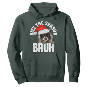 Funny Rizz Christmas Raccoon Hoodie Rizz The Season Bruh Santa Hat TS02 Dark Forest Green Print Your Wear