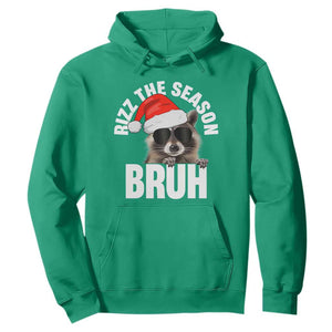 Funny Rizz Christmas Raccoon Hoodie Rizz The Season Bruh Santa Hat TS02 Irish Green Print Your Wear