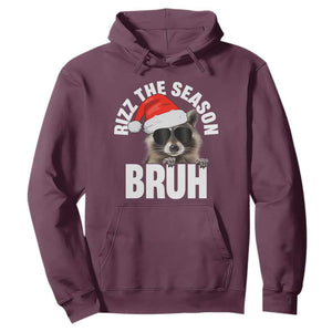 Funny Rizz Christmas Raccoon Hoodie Rizz The Season Bruh Santa Hat TS02 Maroon Print Your Wear