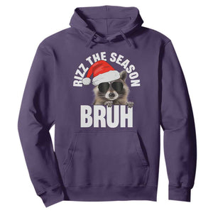 Funny Rizz Christmas Raccoon Hoodie Rizz The Season Bruh Santa Hat TS02 Purple Print Your Wear