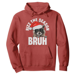 Funny Rizz Christmas Raccoon Hoodie Rizz The Season Bruh Santa Hat TS02 Red Print Your Wear