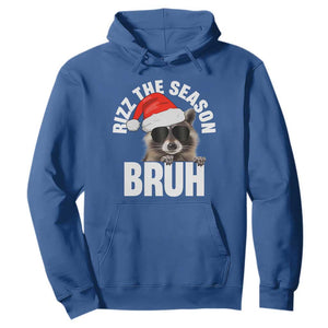 Funny Rizz Christmas Raccoon Hoodie Rizz The Season Bruh Santa Hat TS02 Royal Blue Print Your Wear