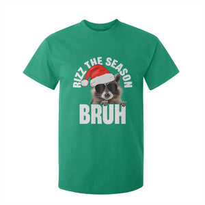 Funny Rizz Christmas Raccoon T Shirt For Kid Rizz The Season Bruh Santa Hat TS02 Irish Green Print Your Wear